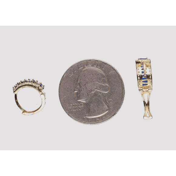 NIB 18K Gold over 925 SS Vermeil Harper Grace Hoop Earrings w/ Blue Glass - Picture 5 of 7